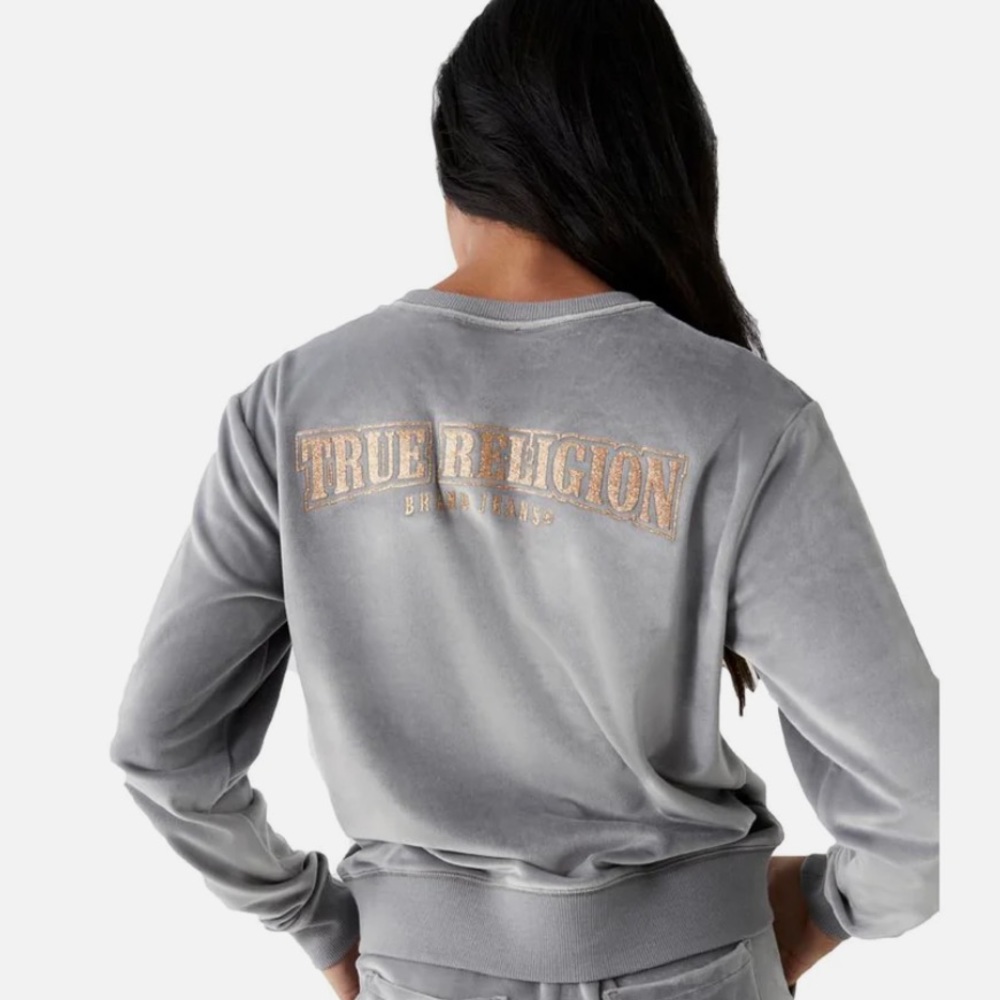 True Religion Womens Velvet Graphic Pullover Sweater ⭐️ - Picture 6 of 8